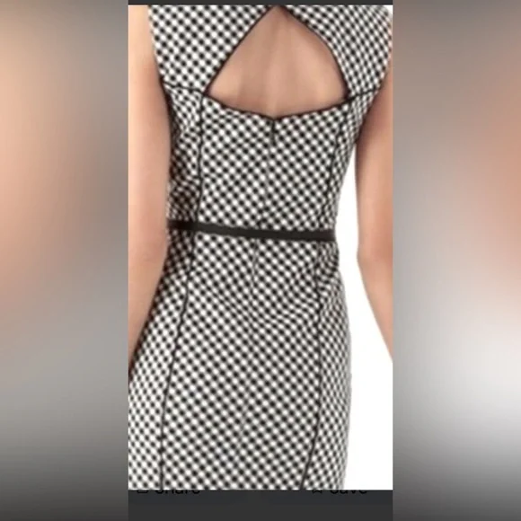 White House Black Market Sleeveless Black/White Gingham Sheath Dress Size 8 - Picture 3 of 12